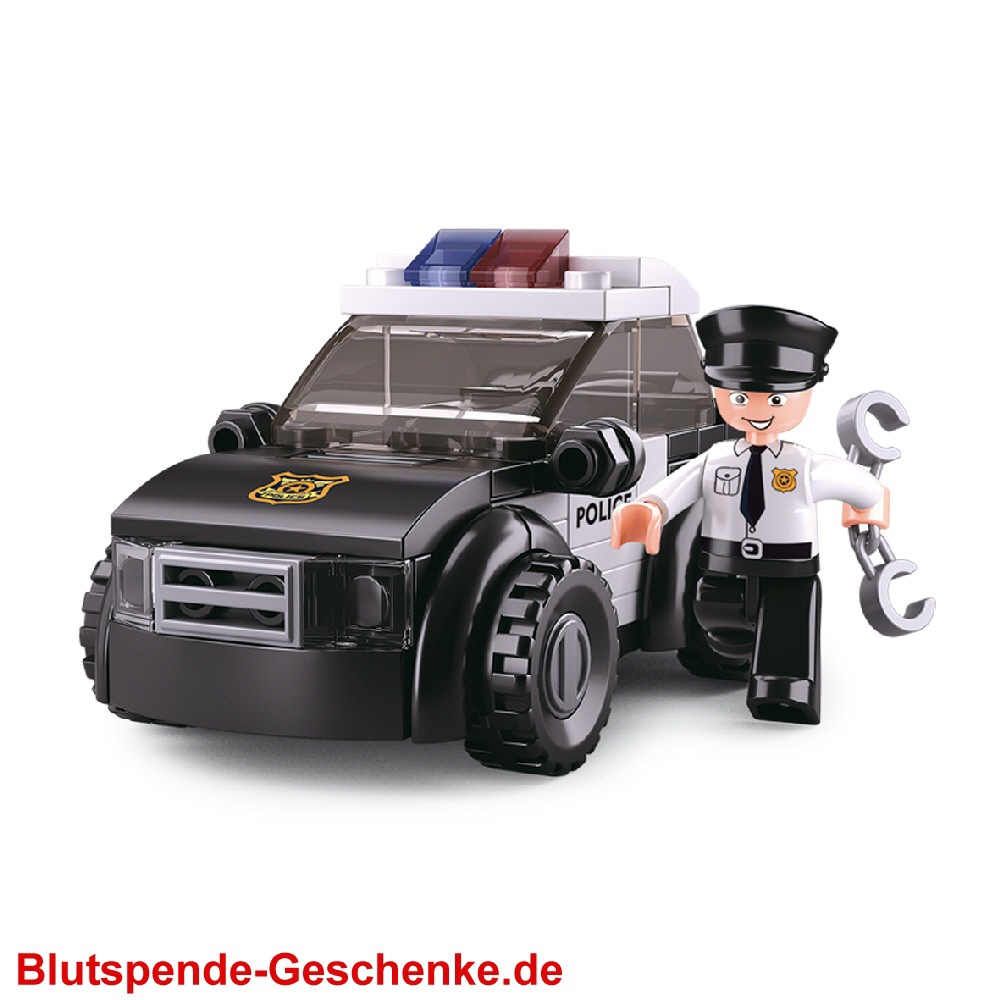 Blutspendegeschenk Steckbaustein-Polizeiauto