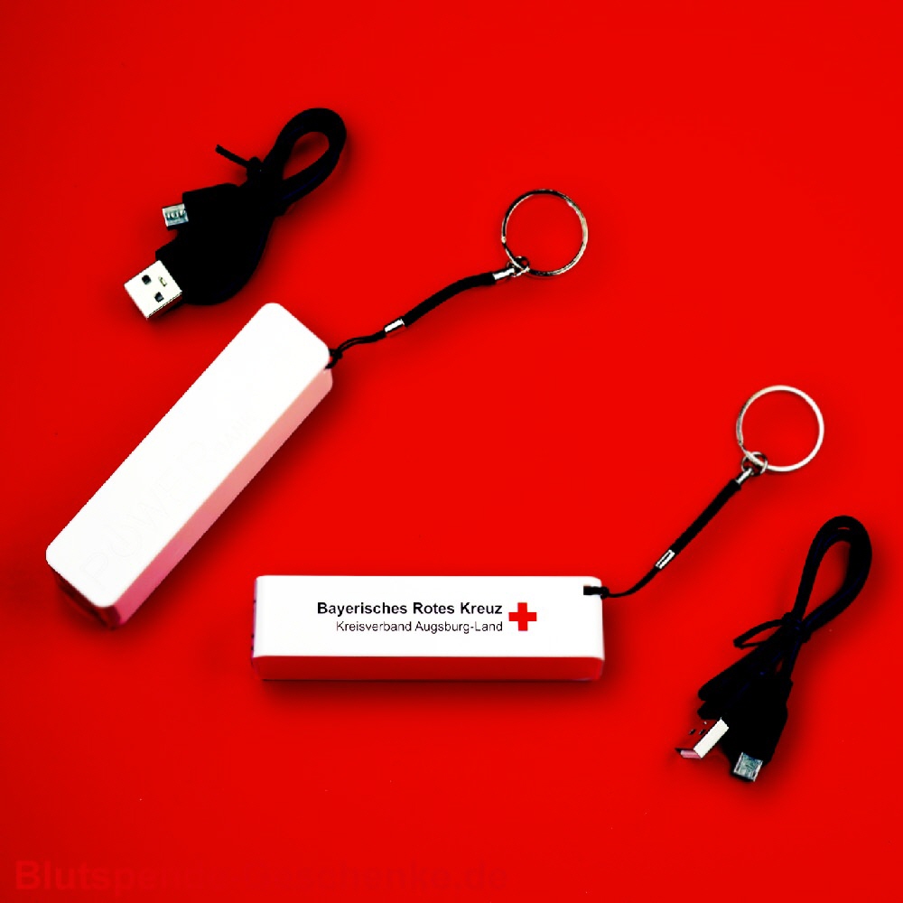Blutspendegeschenk Powerbank weiß