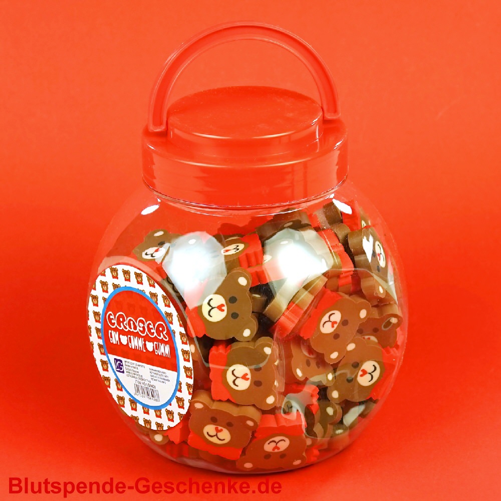 Blutspendegeschenk Radiergummi-Bärchengesichter