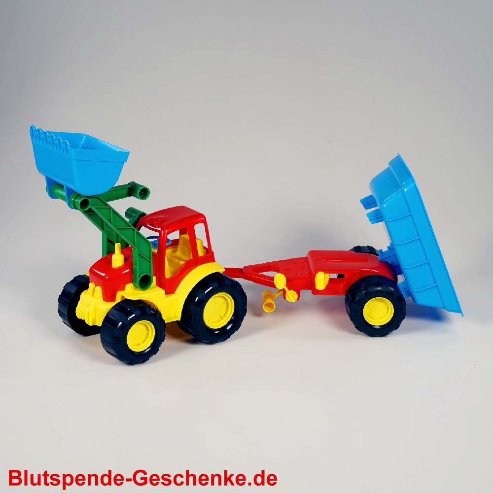 Blutspendegeschenk Radlader mit Anhänger