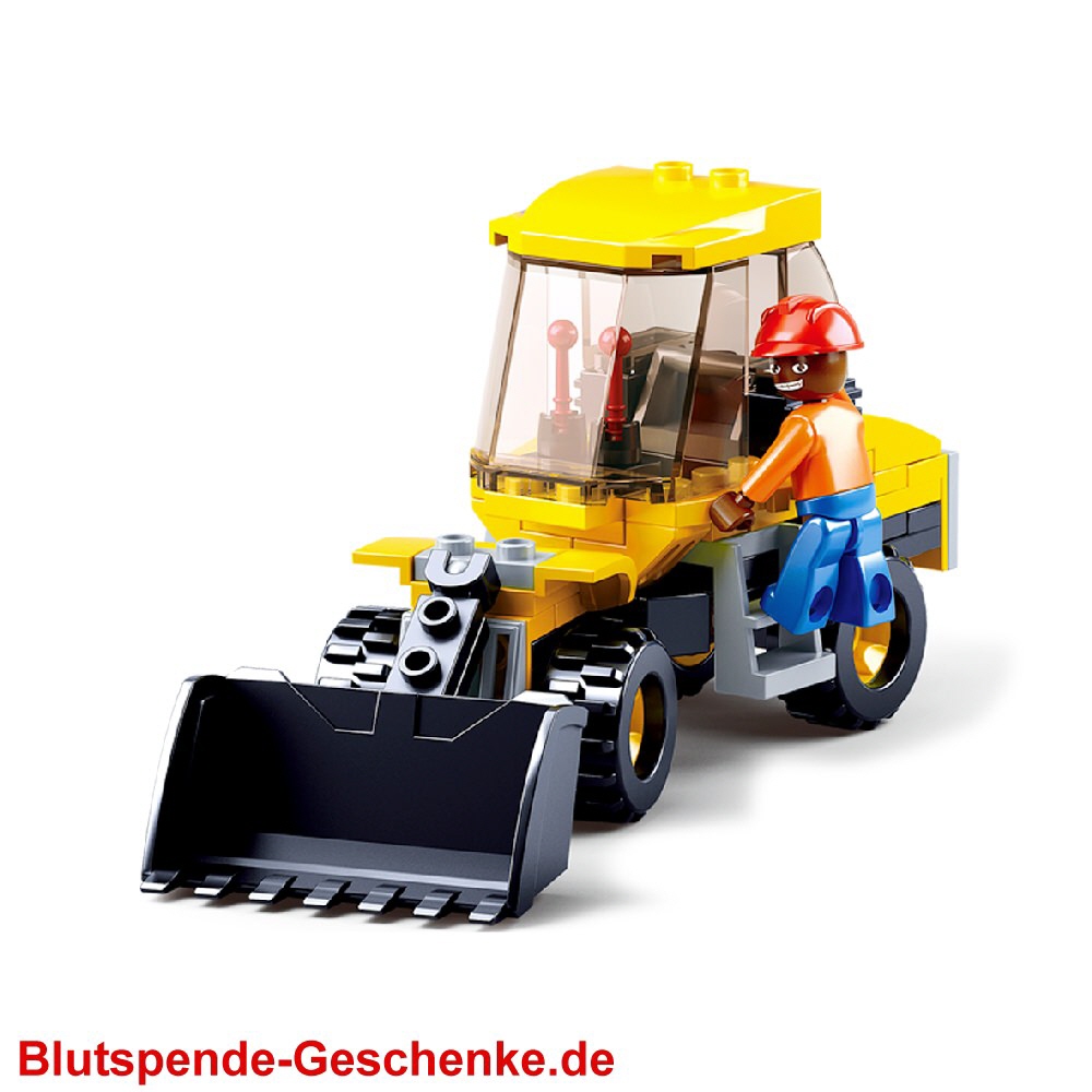 Blutspendegeschenk Radlader Steckbausteinset