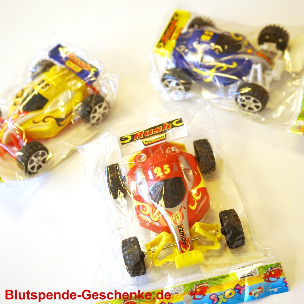 Blutspendegeschenk Rennauto mit Rückaufzug