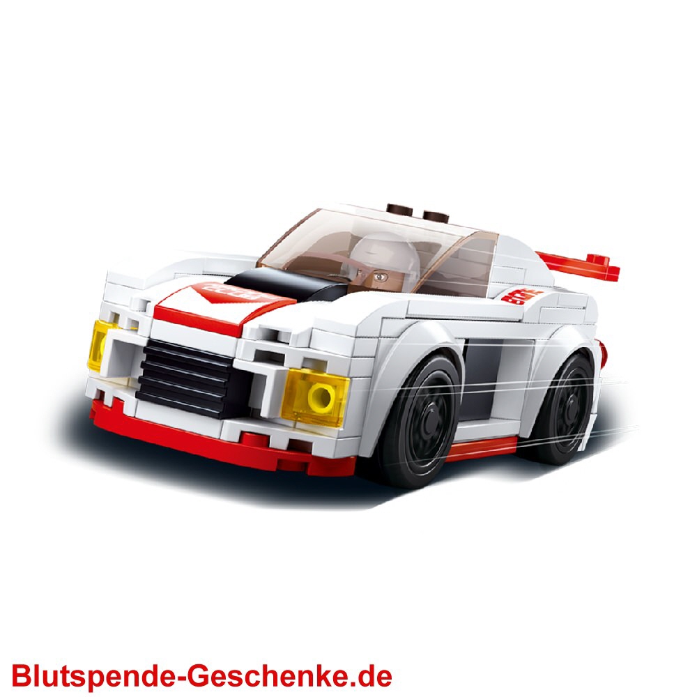 Blutspendegeschenk Steckbaustein-Rennwagen