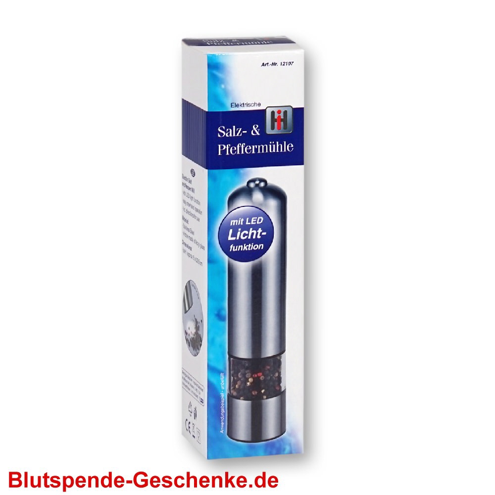 Blutspendegeschenk Elektro-Salz- und Pfeffermühle