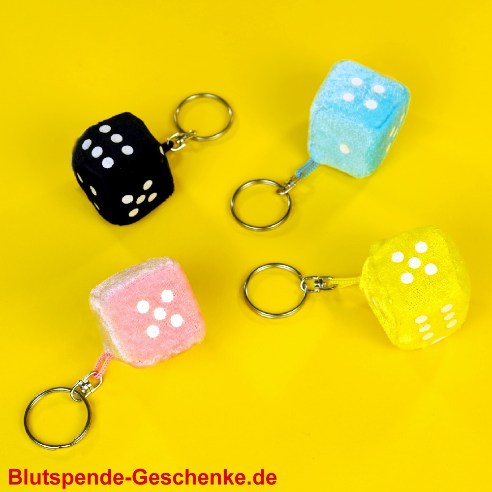 Blutspendegeschenk Plüschwürfel-Schlüsselanhänger
