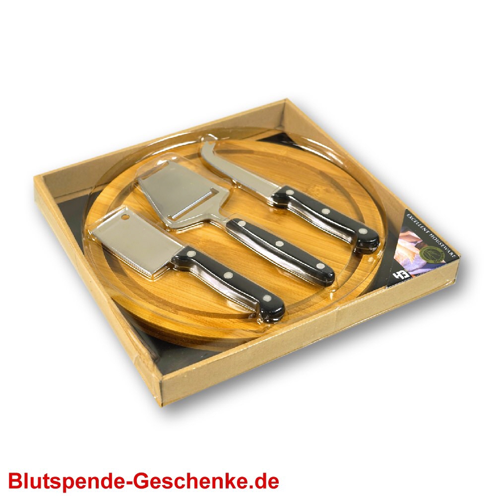 Blutspendegeschenk Käse-Schneidbrett-Set