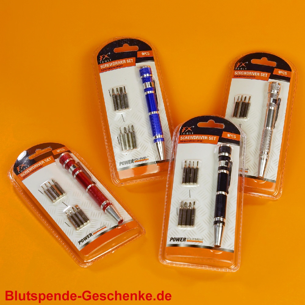 Blutspendegeschenk Schraubenzieher mit Aufsätzen