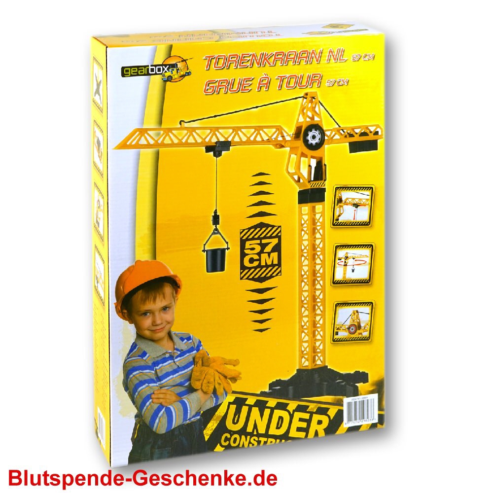 Blutspendegeschenk Baukran zum Spielen