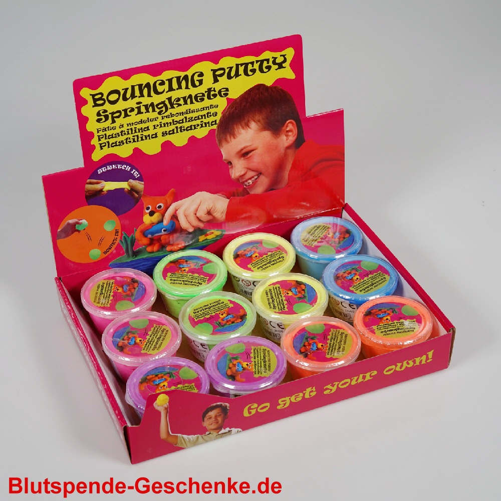 Blutspendegeschenk Springknete in Dose