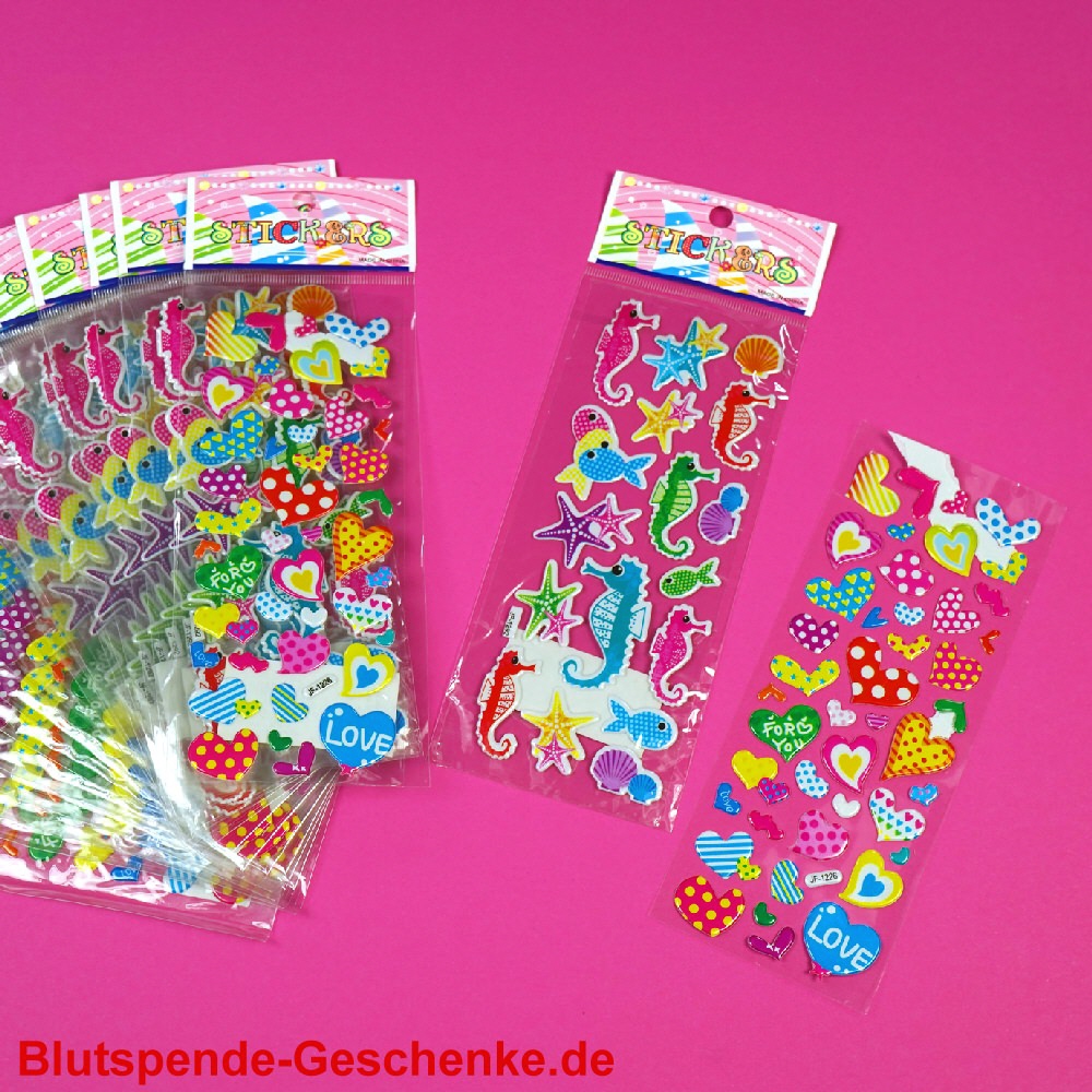 Blutspendegeschenk Herzen-und-Tiere-Sticker