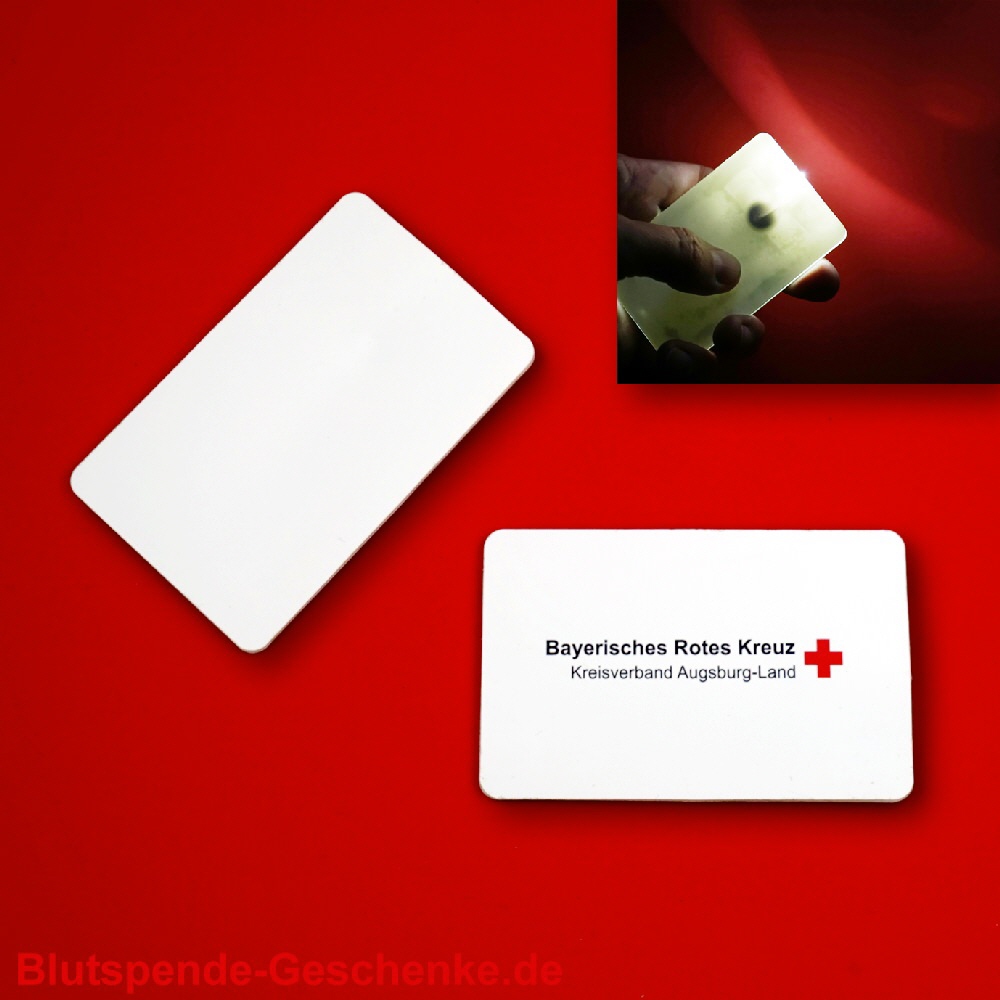 Blutspendegeschenk Taschenlampe Karte