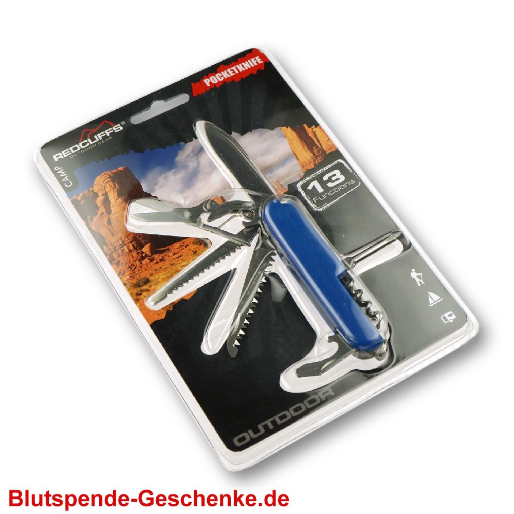 Blutspendegeschenk Messer auf Blisterkarte