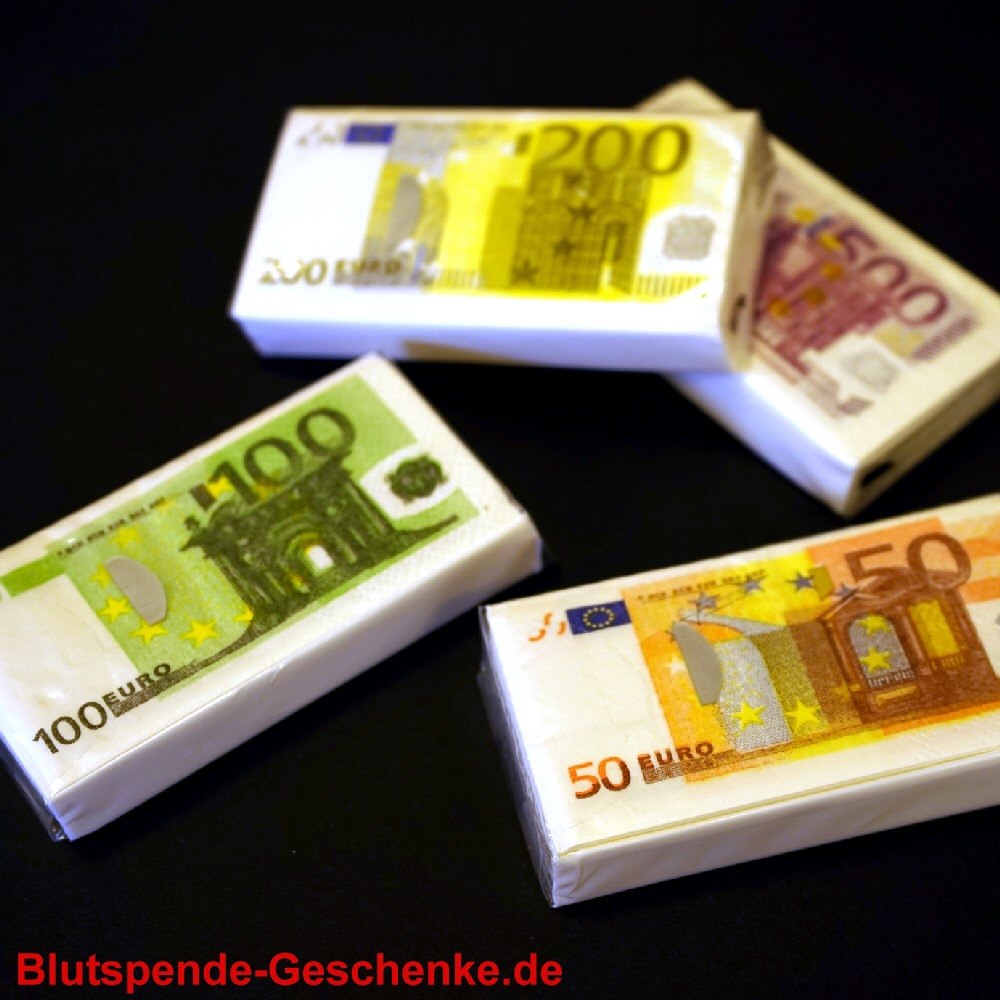 Blutspendegeschenk Taschentücher mit Gelddruck
