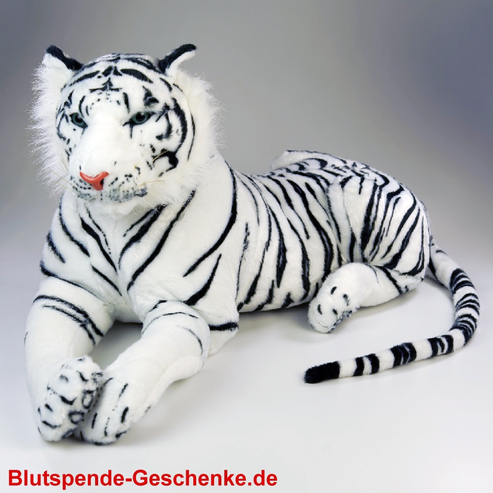 Blutspendegeschenk Plüschtiger weiss liegend