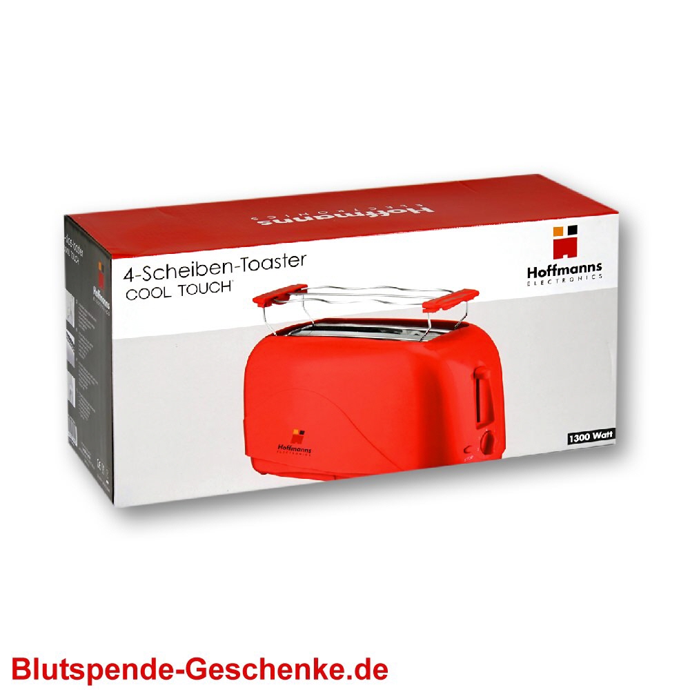 Blutspendegeschenk 4-Scheiben-Toaster rot