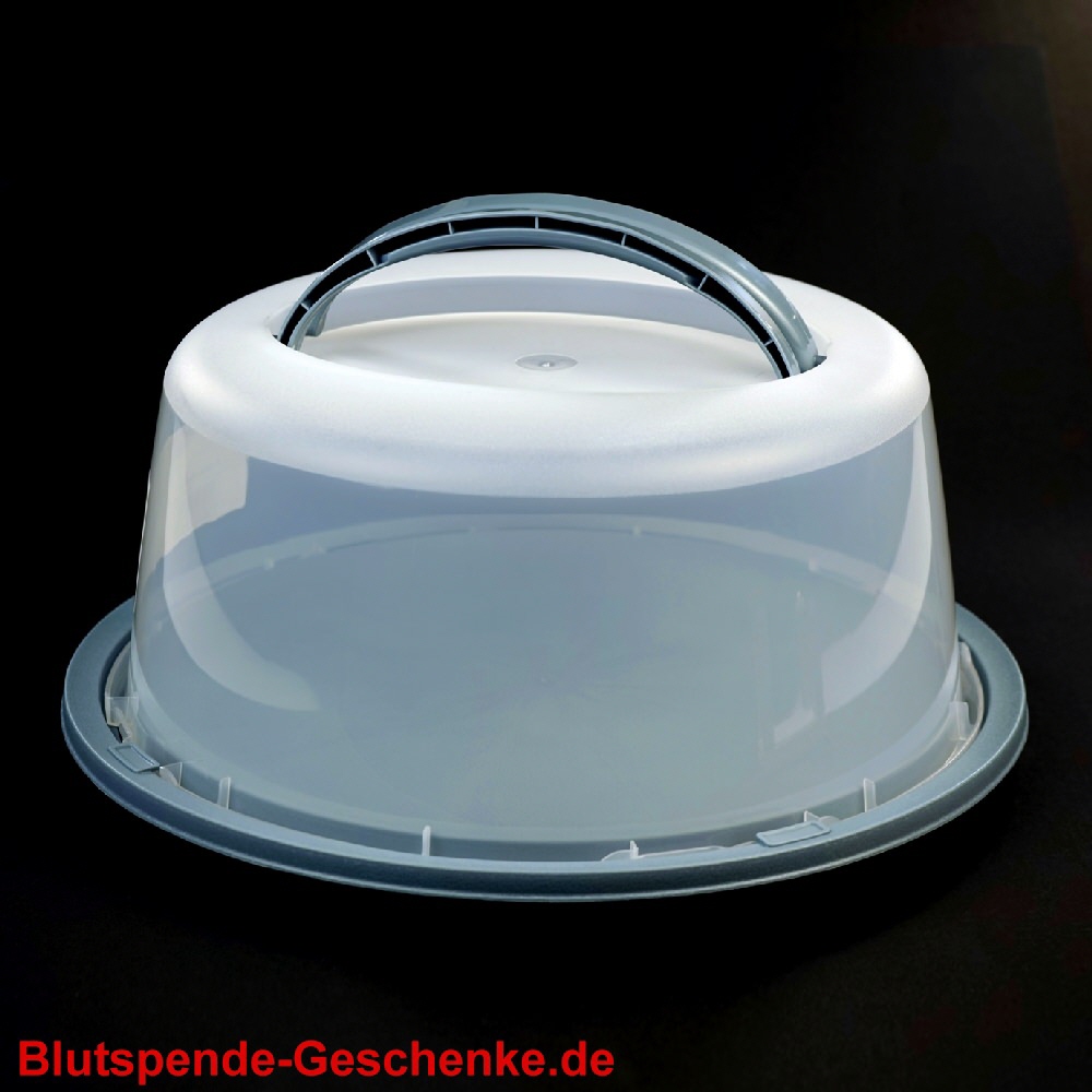 Blutspendegeschenk Tortenbehälter mit Griff
