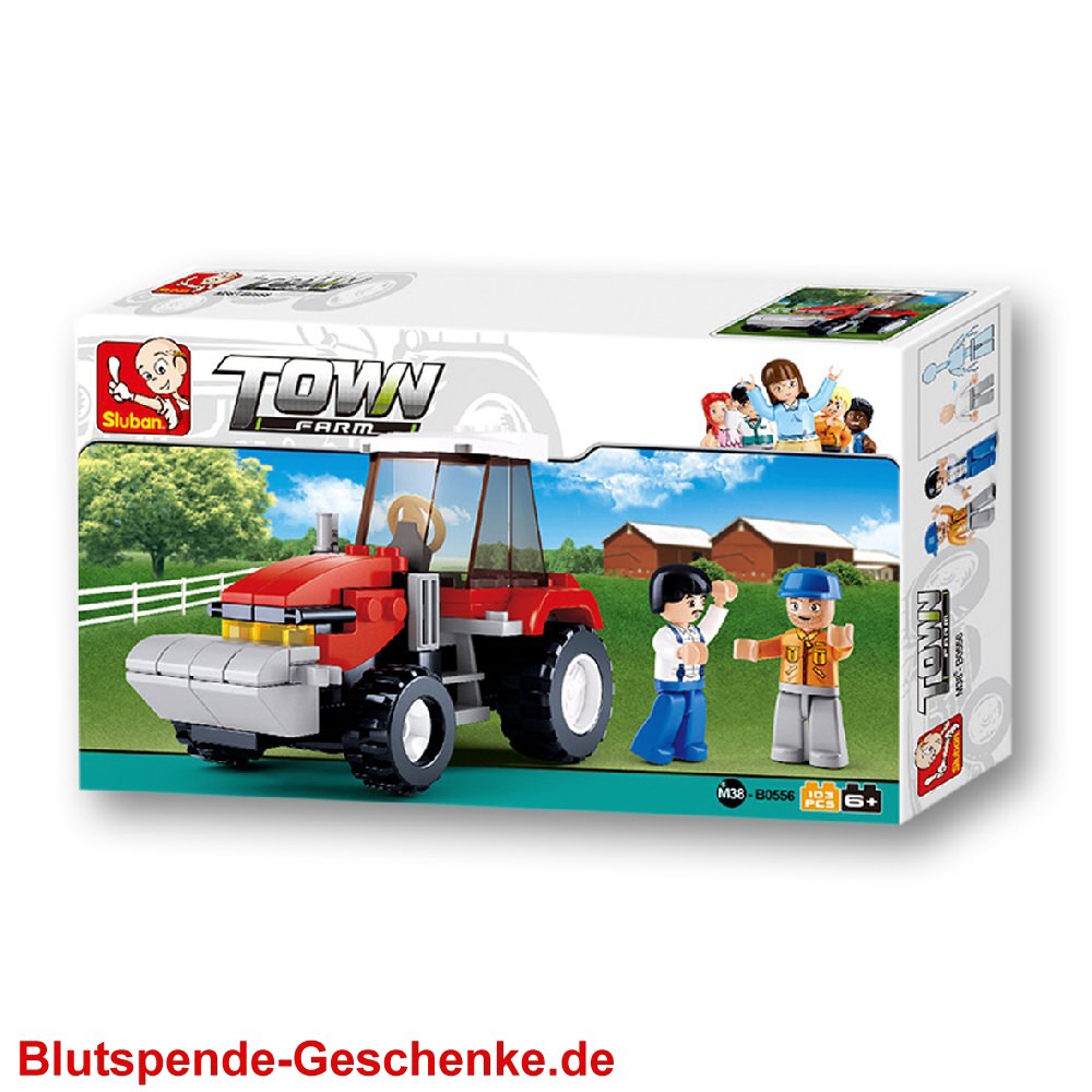 Blutspendegeschenk Klemmbaustein-Traktor