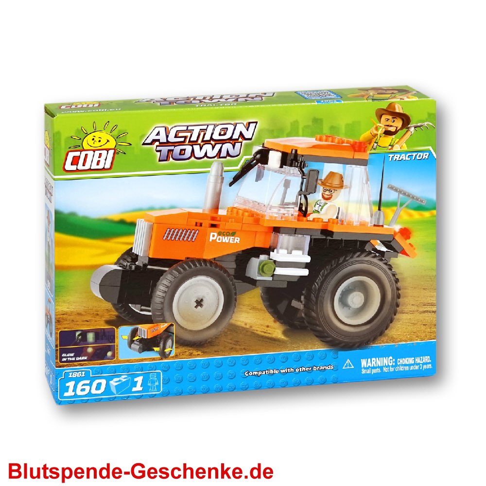 Blutspendegeschenk Steckbaustein-Traktor
