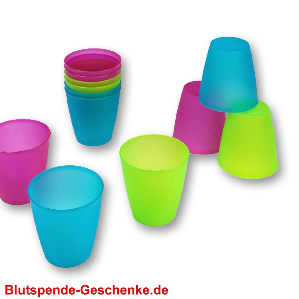 Blutspendegeschenk Bunte Kunststoff-Becher 4er-Set