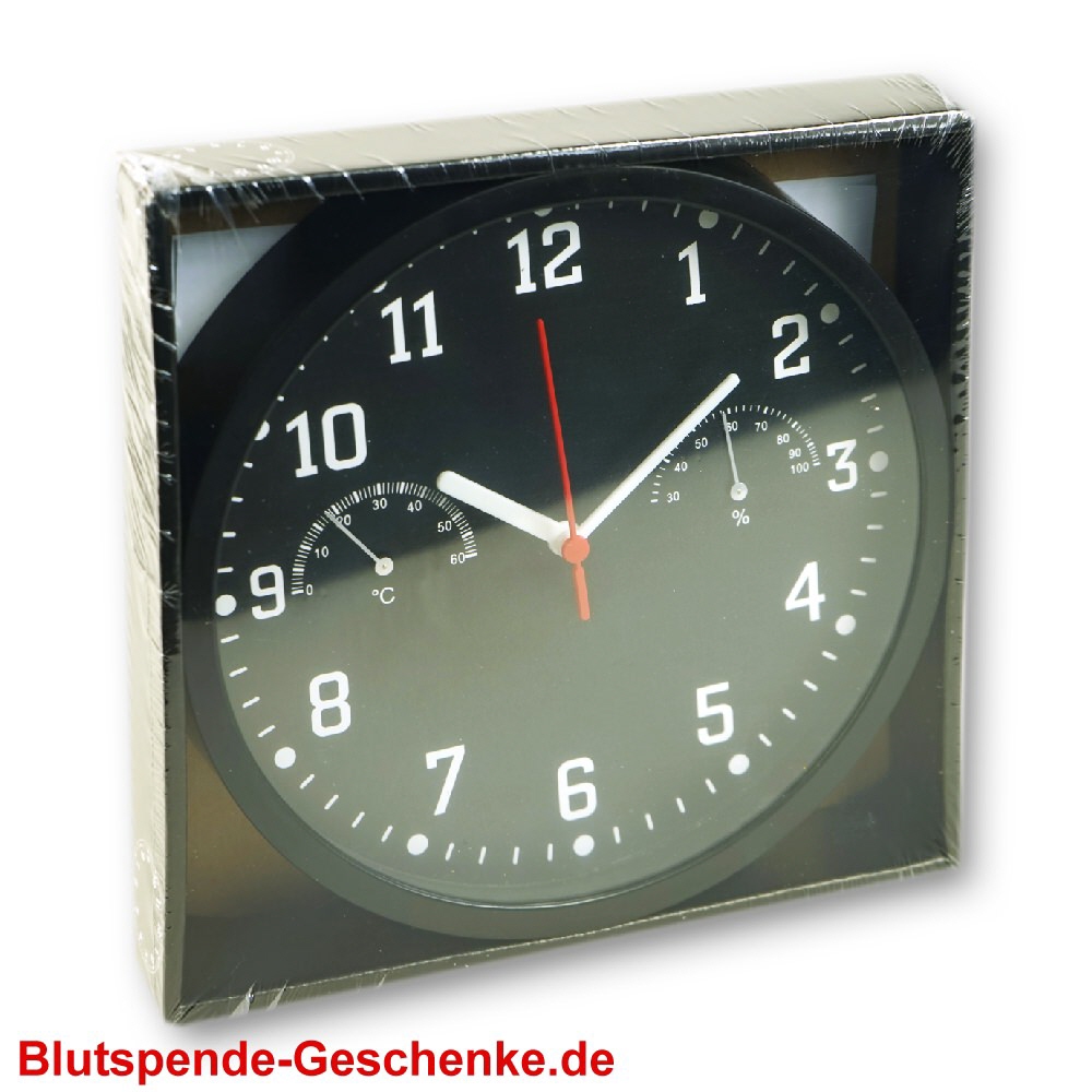 Blutspendegeschenk Schwarze Wanduhr