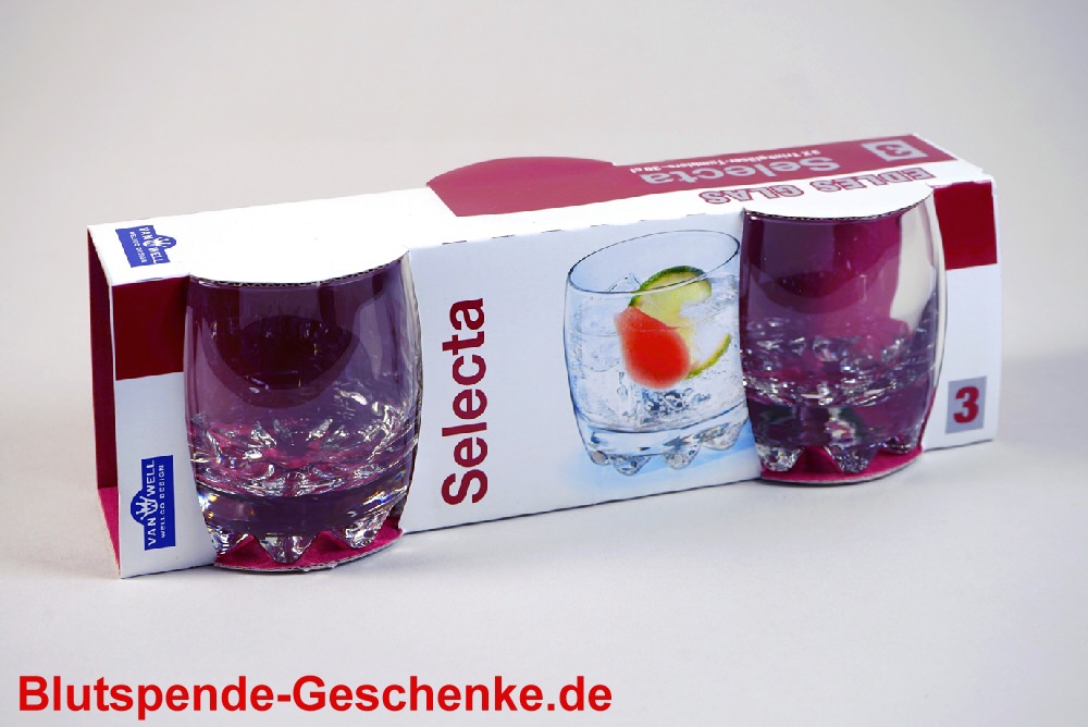 Blutspendegeschenk 3er-Set Gläser Whiskey