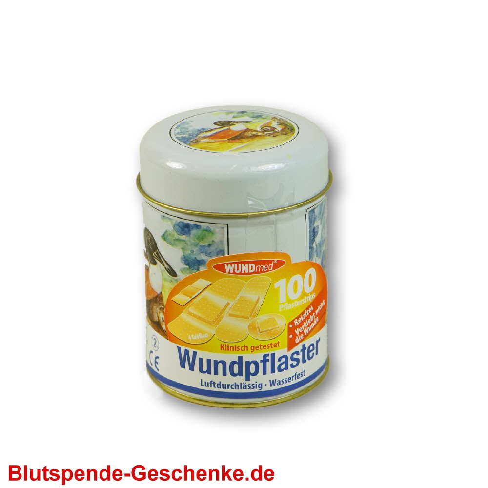 Blutspendegeschenk Dose mit Wundpflastern